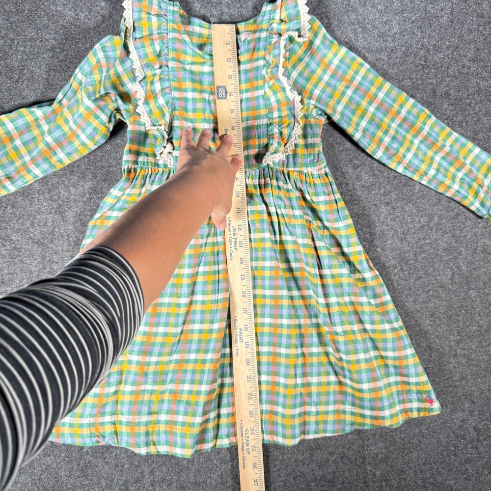 Pink Chicken Girls Multi Color Plaid Ruffle Lace Trim Long‎ Sleeve Dress Size 7Y - Picture 5 of 9